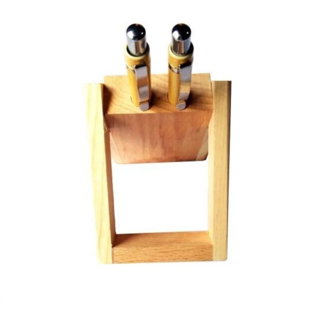 Customized Wooden Pen Stand with Analog Watch and 2 Pens-JMDEnterprises