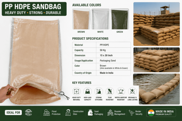 PP HDPE Sandbags Manufacturer in Delhi” jmdenterprises.co.in