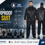 Premium Waterproof Rain Suit for Men Black Jacket Pant Set