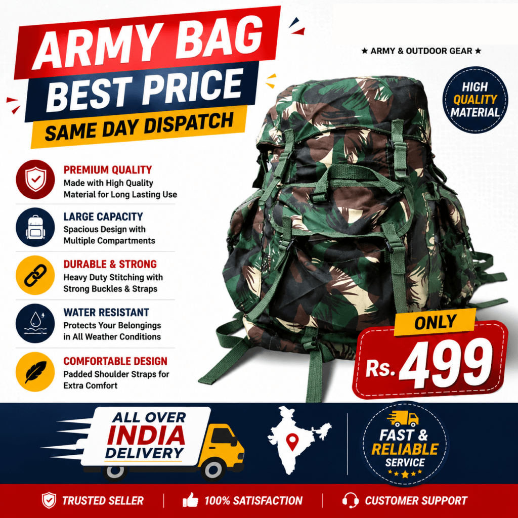 70 L Military Canvas Camouflage Military Canvas Travel Bag Backpack- jmdenterprises.co.in