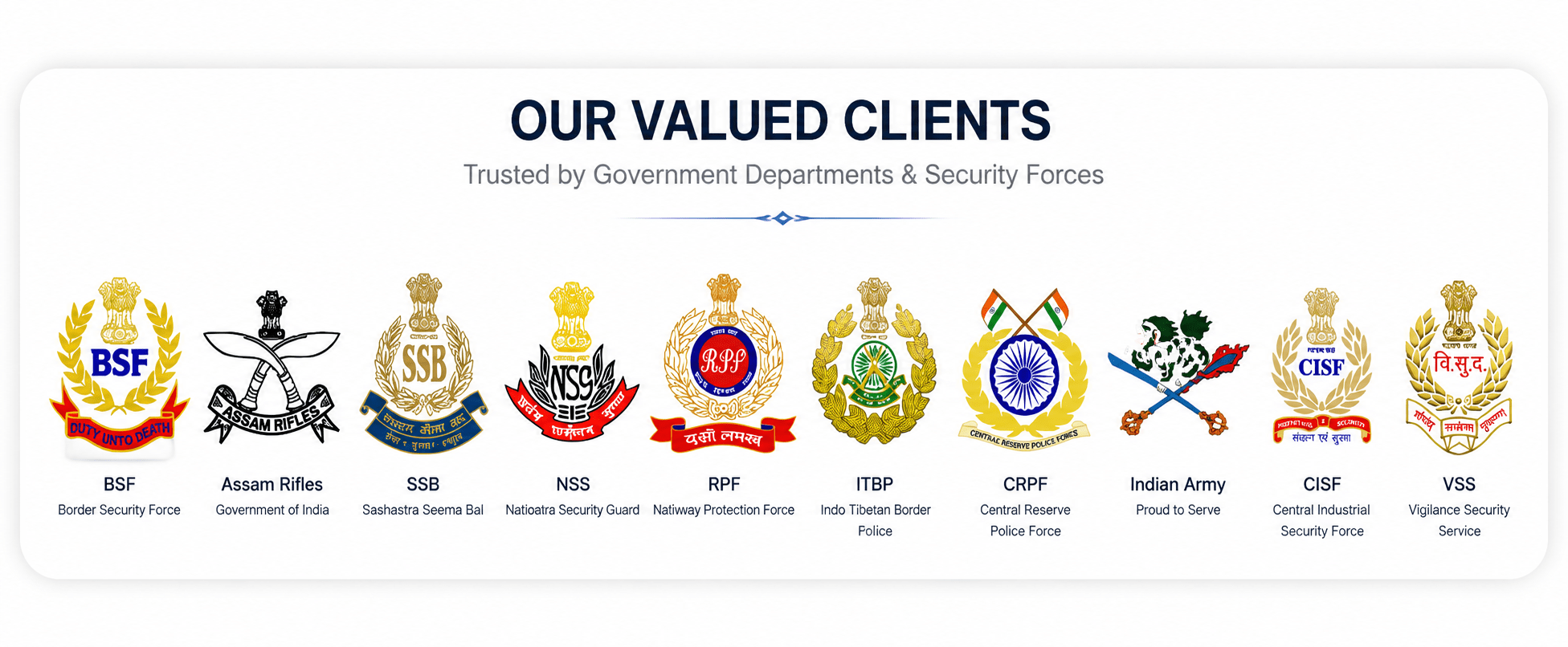 MD Enterprises वेबसाइट के "Our Valued Clients