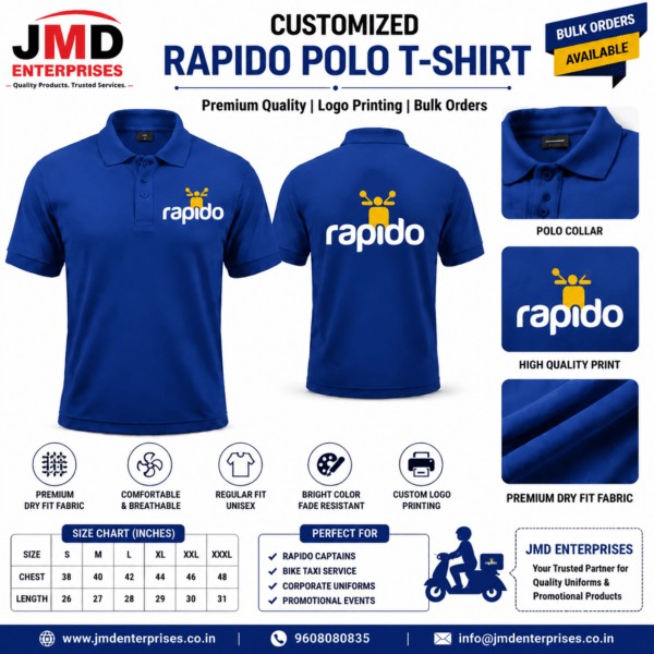 Customized Rapido T-Shirt Uniform Manufacturer India