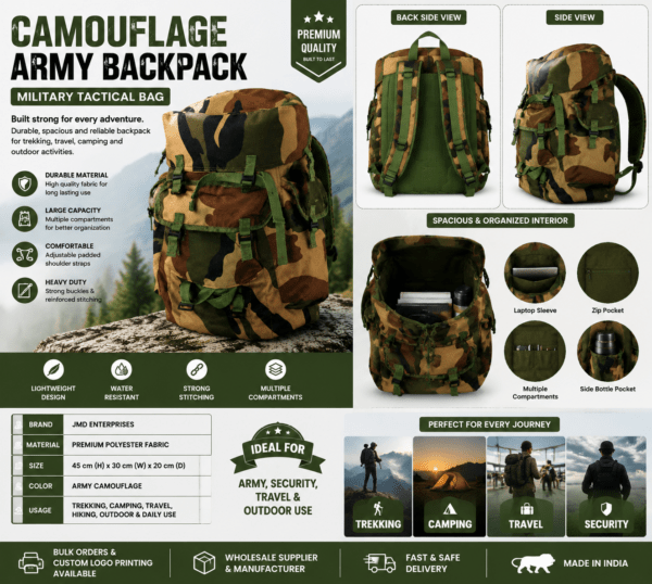 Camouflage Army Backpack Military Tactical Bag