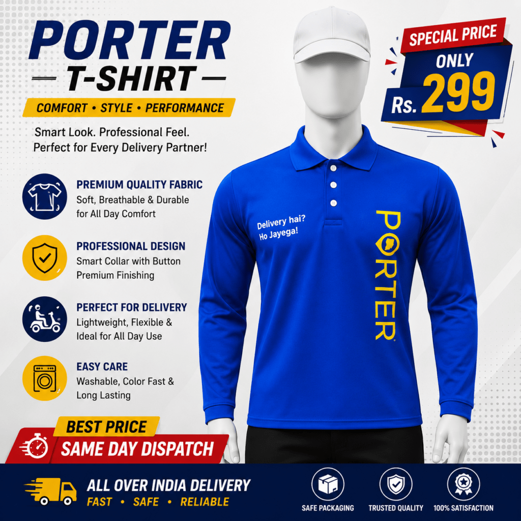 Porter Polo Blue Tshirts, Printed-jmdenterprises.co.in
