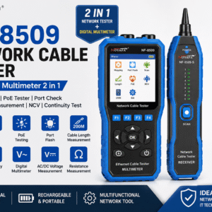 NF-8509 Network Cable Tester with Digital Multimeter 2-in-1 | RJ45 Wire Tracer | PoE Tester | Cable Length Meter | NCV Detector