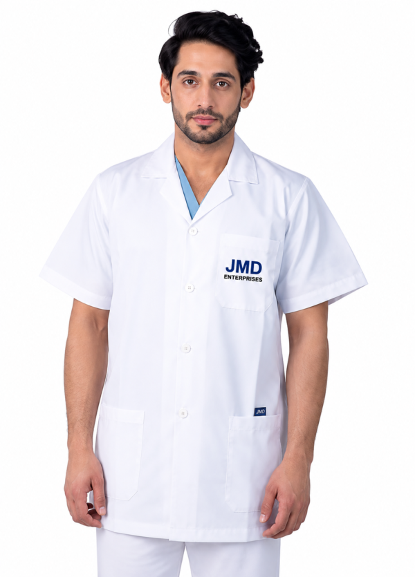 Buy Lab Coats With Logo online in India from JMD Enterprises. Full-sleeve custom lab coats with logo, name, text or design. Multiple sizes, bulk orders and Pan India delivery.
