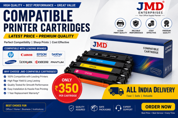 Buy JMD Compatible Printer Cartridge at ₹350. High-quality compatible toner for HP, Canon, Brother, Samsung, Epson and more. All India delivery.
