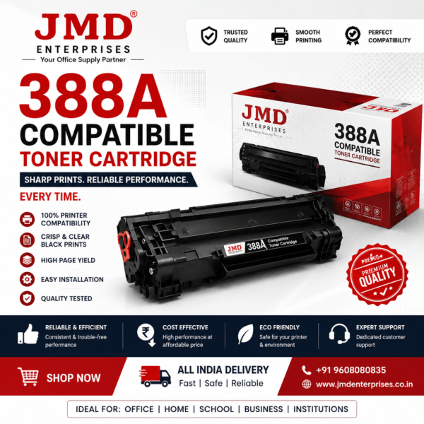 Buy JMD Compatible Printer Cartridge at ₹350. High-quality compatible toner for HP, Canon, Brother, Samsung, Epson and more. All India delivery.