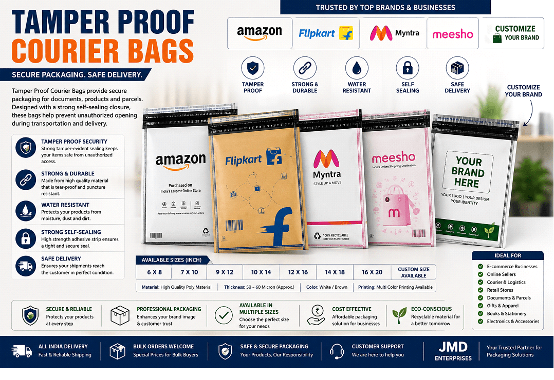 Custom Printed Tamper Proof Courier Bags E-Commerce Shipping Bags – JMD Enterprises