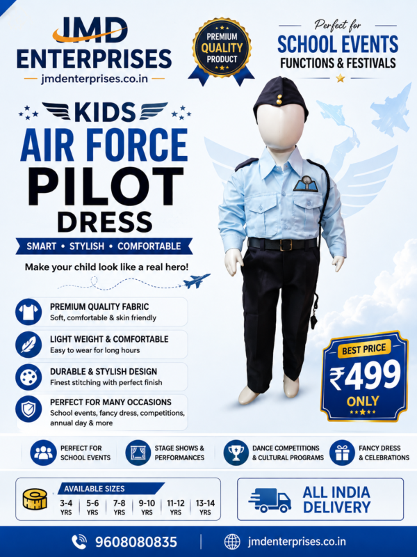 Kids Fancy Dress, Fancy Dress Costume, Kids Costume, Pilot Costume, Air Force Pilot Costume, Army Dress for Kids, Kids Army Costume, Postman Costume, Kids Postman Dress, Navy Dress for Kids, Air Hostess Costume, Kids Doctor Dress, School Fancy Dress, Role Play Costume, Kids Uniform, Fancy Dress Competition