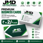 Buy premium 300 GSM business cards with full-colour front & back printing. Custom design, bulk orders and door delivery across India by JMD Enterprises.